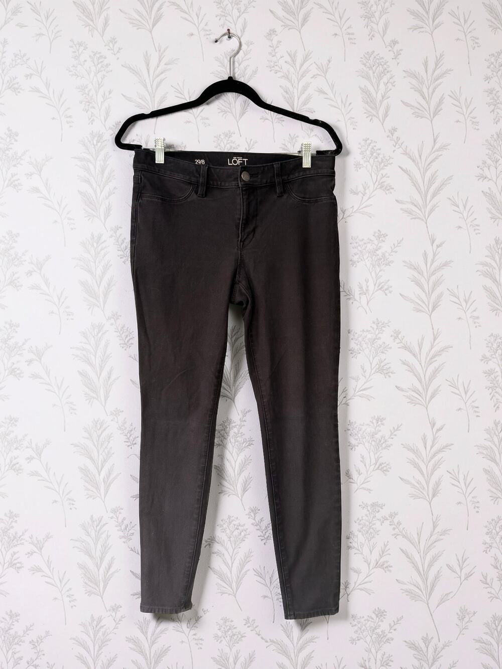 LOFT Womens Skinny Jeans Size 29/8 Black Stretch Denim Mid Rise Ankle